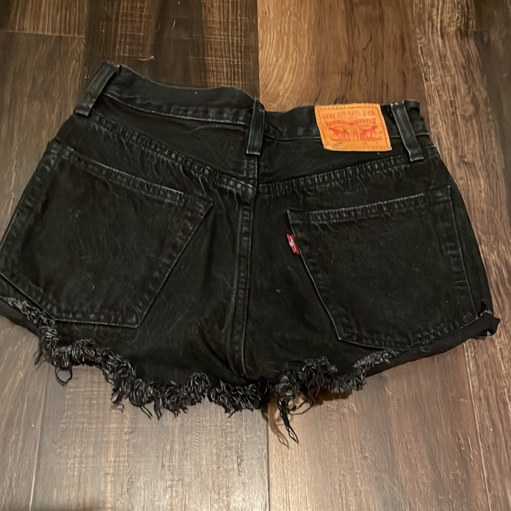 Levi's Black Distressed Jean Shorts - Picture 2 of 7
